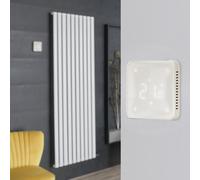 Radiador de Diseño Eléctrico de Aluminio Seco (sin Fluido Conductor) 1784mm x 590mm (Panel Único) - Con Termostato Wi-Fi - Blanco