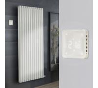 Radiador de Diseño Eléctrico de Aluminio Seco (sin Fluido Conductor) - 1784mm x 708mm (Panel Doble) - Termostato Wi-Fi Retroiluminado - Blanco