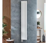 Radiador de Diseño Eléctrico Vertical Blanco - 1600mm x 236mm (Panel Doble) - Elemento Eléctrico Wi-Fi Termostático - Revive