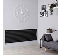 Radiador de Diseño Horizontal Acero Negro 1055 Vatios Calefacción Central de Agua 590mm x 1600mm