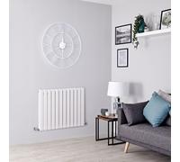HudsonReed Radiador de Diseño Horizontal - Blanco - 635mm x 420mm x 46mm - 375 Vatios - Delta