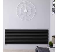 Radiador de Diseño Horizontal Doble Acero Negro 1531 Vatios Calefacción Central de Agua