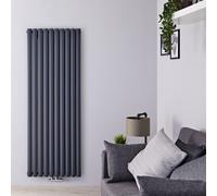 Radiador de Diseño Vertical 1525 Vatios 1600x590mm Revive Caldae Antracita Entre-Eje 50mm Conexión Central 5cm