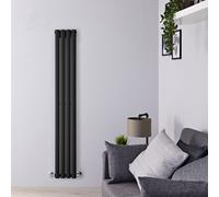 Radiador de Diseño Vertical Negro Ahorra Espacio - 1780mm x 236mm (Panel Único) - Revive Slim