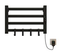 Radiador de Toallas 550x350mm Toallero Eléctrico Bajo Consumo Secador de Toallas Radiador Toallero eléctrico inteligente, IP24, Temperatura ajustable 30 ℃-70 ℃, 1-9 horas de tiempo-Black Right
