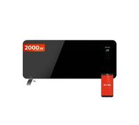 Radiador eléctrico bajo consumo evvo c cristal negro 2.000w, wifi, termostato regulable, google home alexa, mando a distancia, t
