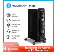 Radiador Eléctrico de Aceite, Silencioso, 2300W, 11 Elementos, 3 Niveles de Potencia y Temperatura Ajustable de 5-35℃, 24 m2 BLANCO