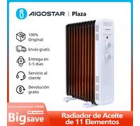Radiador Eléctrico de Aceite, Silencioso, 2300W, 11 Elementos, 3 Niveles de Potencia y Temperatura Ajustable de 5-35℃, 20 m2