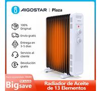 Radiador Eléctrico de Aceite, Silencioso, 2500W, 13 Elementos, 3 Niveles de Potencia y Temperatura Ajustable de 5-35℃, 25 m2