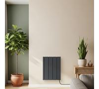 Radiador Eléctrico de Inercia con Placa Cerámica Interna - Antracita - 500W - Con Cable de Conexión a la Red Eléctrica - 568mm x 431mm - Leo - ECOSO de Hudson Reed