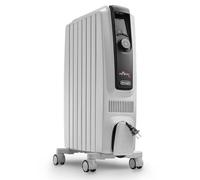 De'Longhi Dragon EasyTronic - Radiador de Aceite para Estancias hasta 45 m³, Calefactor Eléctrico con Termostato de Seguridad, 6 Aletas, Calefacción con 12 Niveles, Portátil, 1500W, Blanco (TRD50615)