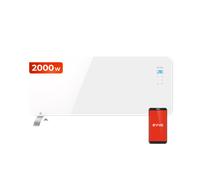 Radiador eléctrico EVVO Cristal, Wifi, 1000W - 2000W, Pantalla táctil, Mando a distancia, Temporizador, Blanco y negro Blanco