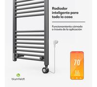 Blumfeldt Radiador eléctrico Harrison Smart 400W App 50x100cm 3 calentadores de toallas
