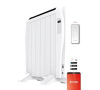 Radiador Emisor Térmico EVVO C6 Blanco, 900W, hasta 12m2, Instalación Suelo o Pared, Google Home, 6 elementos, Bloqueo infantil, Wifi, Control remoto, Temporizador, Display LCD