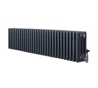 Radiador Horizontal 4 Columnas Gris Antracita 300x1370 mm con Válvulas Termostáticas - Radiador Tradicional de Acero, 1519W, Calefacción Eficiente | Incluye Soportes, Kit y Cepillo - Garantía 15 Años