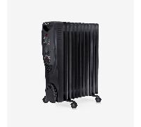 Pro Breeze Radiador de Aceite de 2500 W, 11 Aletas, 3 Niveles de Potencia, Termostato Ajustable, Temporizador, Auto Apagado de Seguridad, Calentador Eléctrico Portátil con Ruedas - Negro
