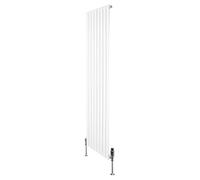 Radiador Moderno Blanco 180×56 cm de Columna Simple con Válvulas Termostáticas | Acero Premium 1.5 mm, 1412W, Cepillo y Kit de Fijación Incluidos - Calefacción Eficiente y Elegante