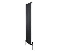 Radiador Moderno Negro 160×42 cm de Columna Simple con Válvulas Termostáticas | Acero Premium 1.5 mm, 941W, Cepillo y Kit de Fijación Incluidos - Calefacción Eficiente y Elegante