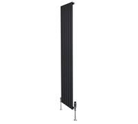 Radiador Moderno Negro 180×42 cm de Columna Simple con Válvulas Termostáticas | Acero Premium 1.5 mm, 1059W, Cepillo y Kit de Fijación Incluidos - Calefacción Eficiente y Elegante