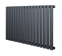 Radiador Ovalado de Columna Simple Gris Antracita 60 cm x 102 cm - Acero al Carbono 970 W | Radiador de Agua para Calefacción Eficiente | Soportes, Kit y Cepillo Incluidos - Garantía 15 Años