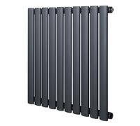 Radiador Ovalado de Columna Simple Gris Antracita 60 cm x 60 cm - Acero al Carbono 571W | Radiador de Agua para Calefacción Eficiente | Soportes, Kit y Cepillo Incluidos - Garantía 15 Años