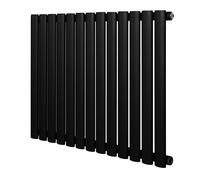 Radiador Ovalado de Columna Simple Negro 60 cm x 78 cm - Acero al Carbono 742 W |Radiador de Agua para Calefacción Eficiente | Soportes, Kit y Cepillo Incluidos - Garantía 15 Años