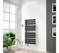 Radiador para baño HSK Yenga para funcionamiento totalmente eléctrico, 600 W, tamaño: 50,0 x 118,6 cm, elemento calefactor plateado, Barra calefactora a la izquierda, abriendo los tubos a la derecha,