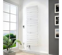 Radiador para baño HSK Yenga para funcionamiento totalmente eléctrico, 800 W, tamaño: 50,0 x 182,4 cm, elemento calefactor blanco, Elemento calefactor a la izquierda, abriendo los tubos a la derecha,