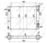 Radiador de agua Aletas refrigeración soldadas 52296A NRF