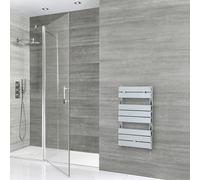 Radiador Toallero de Diseño Eléctrico Cromado con Panel Plano 840mm x 450mm - con Elemento - Sin Cubre Cables - Lustro