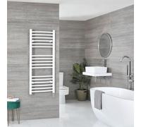 Radiador Toallero Eléctrico Curvo - 1200mm x 500mm con Elemento Eléctrico del Mismo Acabado para Conexión a la Red Eléctrica - Blanco - Ive