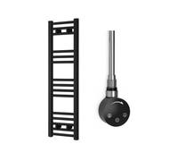 Radiador Toallero Eléctrico Negro 300 x 1000 mm con Resistencia de 150 W, Precargado, Acero