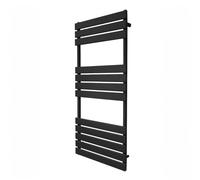 Radiador Toallero Panel plano | 1200 mm x 500m |Negro | Acero Primera Calidad | Certificado CE: CE y UKCA | Kit de Fijación y Cepillo de Limpieza GRATIS | Calefactor