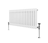 Radiador Tradicional Horizontal de 2 columnas 300mm x 832mm | Blanco | Acero | Montado en pared | Kit de fijación y soportes + Cepillo de limpieza GRATIS | Calefacción estufa calefactor