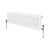 Radiador Tradicional Horizontal de 3 Columnas 300mm x 1012mm | Blanco | Acero | Montado en pared | Kit de fijación y soportes + Cepillo de limpieza GRATIS | Calefacción estufa calefactor