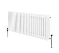 Radiador Tradicional Horizontal de 3 Columnas 600mm x 1192mm | Blanco | Acero | Montado en pared | Kit de fijación y soportes + Cepillo de limpieza GRATIS | Calefacción estufa calefactor