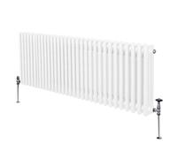 Radiador Tradicional Horizontal de 3 Columnas 600mm x 1462mm | Blanco | Acero | Montado en pared | Kit de fijación y soportes + Cepillo de limpieza GRATIS | Calefacción estufa calefactor