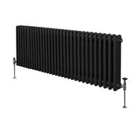 Radiador Tradicional Horizontal de 3 Columnas 600mm x 1462mm | Negro | Acero | Montado en pared | Kit de fijación y soportes + Cepillo de limpieza GRATIS | Calefacción estufa calefactor