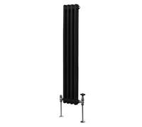 Radiador Tradicional Vertical de 2 columnas 1500mm x 202mm | Negro | Acero | Montado en pared | Kit de fijación y soportes + Cepillo de limpieza GRATIS | Calefacción estufa calefactor