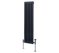 Radiador Tradicional Vertical de 2 columnas 1500mm x 292mm | Gris Antracita | Acero | Montado en pared | Kit de fijación y soportes + Cepillo de limpieza GRATIS | Calefacción estufa calefactor