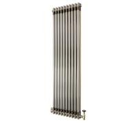 Radiador Vertical Tradicional 1500 x 470 mm 2 Columnas y Válvulas Termostáticas - Metal Crudo Estilo Industrial 1498W Incluye Soportes, Kit de Instalación y Cepillo
