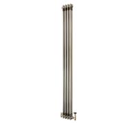 Radiador Vertical Tradicional 1800 x 200 mm 2 Columnas y Válvulas Termostáticas - Metal Crudo Estilo Industrial 715W Incluye Soportes, Kit de Instalación y Cepillo
