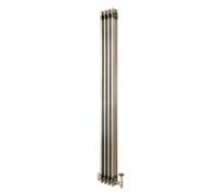 Radiador Vertical Tradicional 1800 x 200 mm 3 Columnas y Válvulas Termostáticas - Metal Crudo Estilo Industrial 1066W Incluye Soportes, Kit de Instalación y Cepillo
