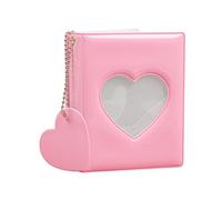 RadianceBiz Álbum con Colgante de Corazón, Organizador Tipo Espejo, Portatarjetas de Fotos de 7,6 Cm para Tarjetas de Visita, Entradas, Día de, Rosado