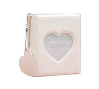 RadianceBiz Álbum con Colgante de Corazón, Organizador Tipo Espejo, Portatarjetas de Fotos de 7,6 Cm para Tarjetas de Visita, Entradas, Día de, Blanco