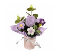 RadianceBiz Ramo de Tulipanes Tejidos Croché Flores Artificiales Prearmado Artesanía Cuidadosa sin Necesidad de Agua Adecuado para Regalo Mesa Auxiliar Sala de, Cubo Tulipán Morado