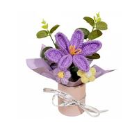 RadianceBiz Ramo de Tulipanes Tejidos Croché Flores Artificiales Prearmado Artesanía Cuidadosa sin Necesidad de Agua Adecuado para Regalo Mesa Auxiliar Sala de, Portaplumas Tulipán Púrpura
