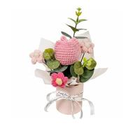 RadianceBiz Ramo de Tulipanes Tejidos Croché Flores Artificiales Prearmado Artesanía Cuidadosa sin Necesidad de Agua Adecuado para Regalo Mesa Auxiliar Sala de, Cubo Tulipán Rosado