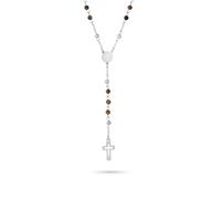 Radiant - Cadena Iconclast Colgante de Acero Bañado en Plata y Abalorios, Estilo Rosario, Talla Unica, Ajustable con Cierre Seguro Extensible, Joyas para Hombre con Forma de Cruz