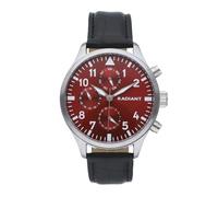 Radiant - Colección Caiman - Analógico. Pulsera para Hombre. Brazalete con Esfera Roja y Correa Negra de Cuero. Tamaño 43mm. 5ATM.